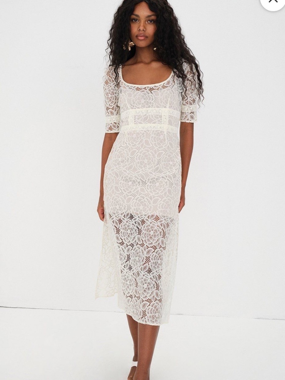 NWT For Love & Lemons Marilyn White Lace Midi Dress Bridal SZ S - Picture 2 of 10